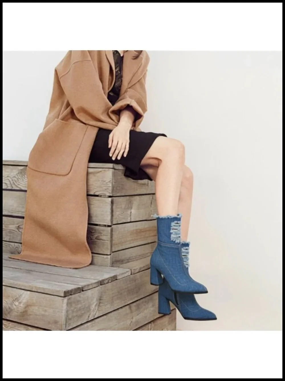 Denim Over The Knee Boots with Cutout Details and Block Heel